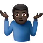 man shrugging: dark skin tone for Apple platform
