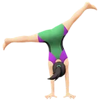 woman cartwheeling: light skin tone untuk platform Apple
