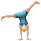 man cartwheeling: medium-light skin tone pentru platforma Apple
