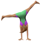 woman cartwheeling: medium skin tone untuk platform Apple