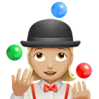 woman juggling: medium-light skin tone for Apple platform