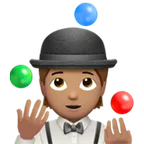 person juggling: medium skin tone untuk platform Apple