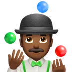 man juggling: medium-dark skin tone for Apple platform