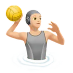 person playing water polo: light skin tone สำหรับแพลตฟอร์ม Apple