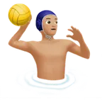 man playing water polo: medium-light skin tone สำหรับแพลตฟอร์ม Apple