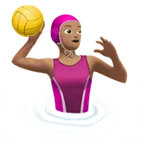 Apple platformu için woman playing water polo: medium skin tone