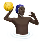 man playing water polo: dark skin tone für Apple Plattform