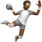 person playing handball: medium-dark skin tone สำหรับแพลตฟอร์ม Apple