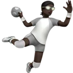 person playing handball: dark skin tone สำหรับแพลตฟอร์ม Apple