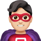 man superhero: light skin tone til Apple platform