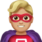 Apple platformu için man superhero: medium-light skin tone