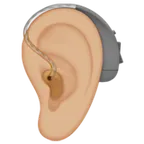 ear with hearing aid: medium-light skin tone für Apple Plattform
