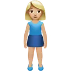 woman standing: medium-light skin tone สำหรับแพลตฟอร์ม Apple