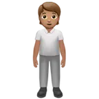 person standing: medium skin tone untuk platform Apple