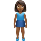 woman standing: medium-dark skin tone สำหรับแพลตฟอร์ม Apple