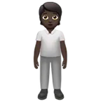 person standing: dark skin tone pentru platforma Apple