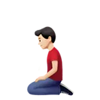 man kneeling: light skin tone untuk platform Apple