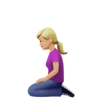 woman kneeling: medium-light skin tone til Apple platform