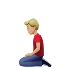 man kneeling: medium-light skin tone for Apple platform