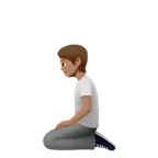 person kneeling: medium skin tone pentru platforma Apple