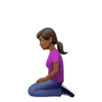 woman kneeling: medium-dark skin tone til Apple platform