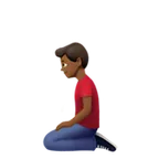 Apple platformu için man kneeling: medium-dark skin tone