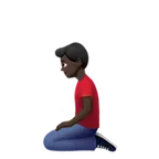 man kneeling: dark skin tone pentru platforma Apple