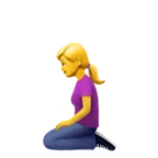 woman kneeling til Apple platform