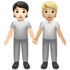 people holding hands: light skin tone, medium-light skin tone for Apple platform