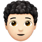 person: light skin tone, curly hair pentru platforma Apple