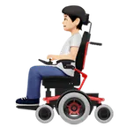 person in motorized wheelchair: light skin tone para a plataforma Apple