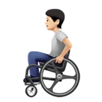 person in manual wheelchair: light skin tone für Apple Plattform