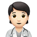 health worker: light skin tone for Apple platform