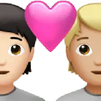 couple with heart: person, person, light skin tone, medium-light skin tone for Apple platform