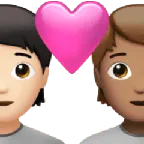 Apple dla platformy couple with heart: person, person, light skin tone, medium skin tone