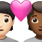 couple with heart: person, person, light skin tone, medium-dark skin tone untuk platform Apple