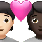 couple with heart: person, person, light skin tone, dark skin tone untuk platform Apple