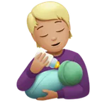 person feeding baby: medium-light skin tone สำหรับแพลตฟอร์ม Apple
