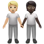 people holding hands: medium-light skin tone, dark skin tone pentru platforma Apple