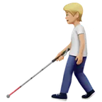 person with white cane: medium-light skin tone pentru platforma Apple