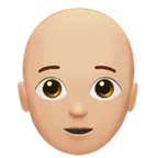 Apple platformu için person: medium-light skin tone, bald