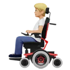 person in motorized wheelchair: medium-light skin tone สำหรับแพลตฟอร์ม Apple