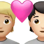 couple with heart: person, person, medium-light skin tone, light skin tone untuk platform Apple