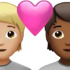 Apple platformu için couple with heart: person, person, medium-light skin tone, medium-dark skin tone
