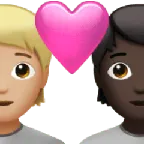 Apple 플랫폼을 위한 couple with heart: person, person, medium-light skin tone, dark skin tone