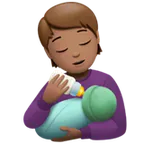 Apple platformu için person feeding baby: medium skin tone