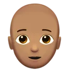 person: medium skin tone, bald pour la plateforme Apple