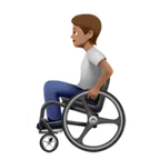 person in manual wheelchair: medium skin tone สำหรับแพลตฟอร์ม Apple