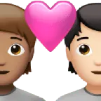 Apple platformu için couple with heart: person, person, medium skin tone, light skin tone