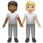 people holding hands: medium-dark skin tone, medium-light skin tone pentru platforma Apple